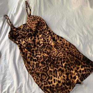 Cheetah Print Silk Slip Dress